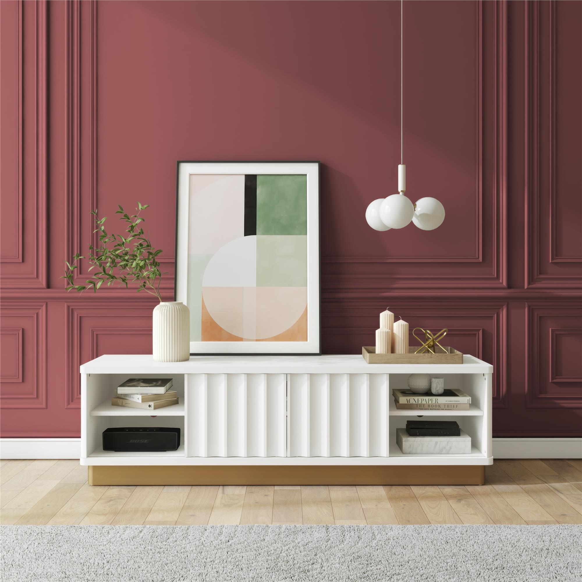 Rene Scalloped TV Stand For TVs Up To 65" - White