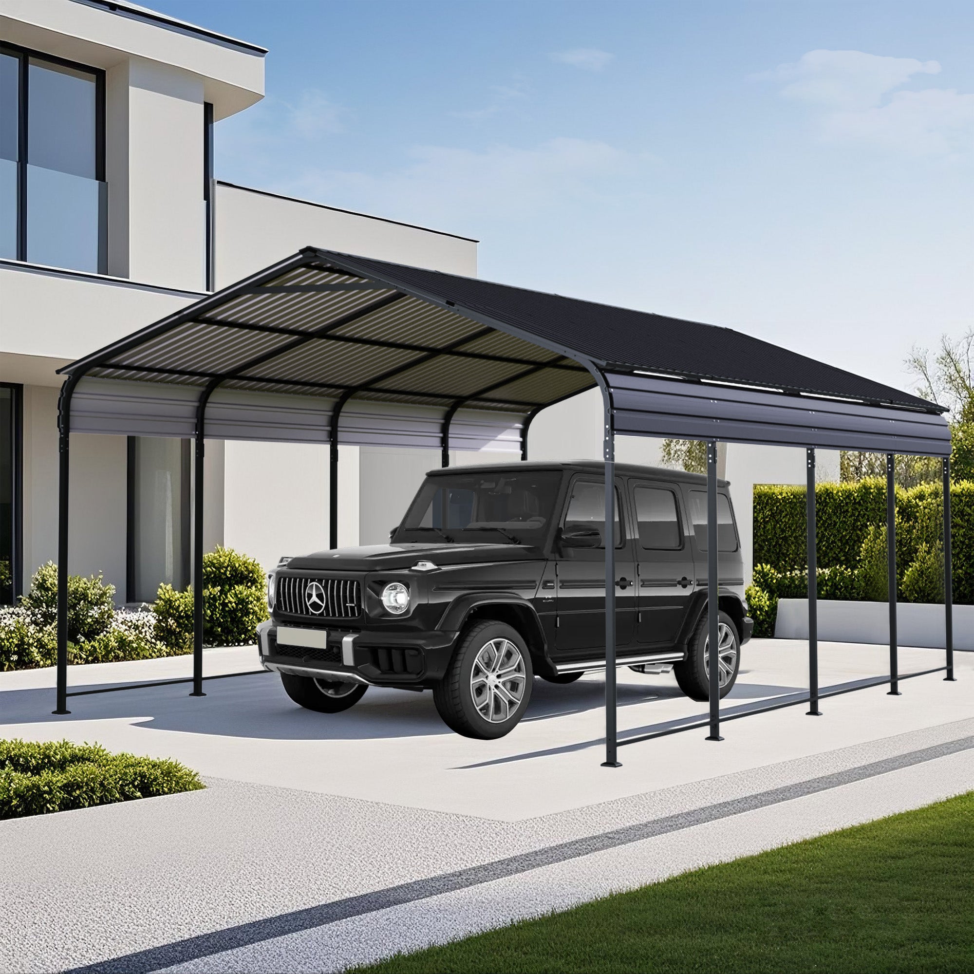 12x20 FT Heavy Duty Metal Carport with Galvanized Steel Roof