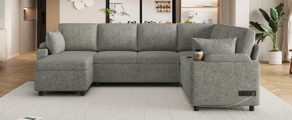 Versatile U-Shaped Sectional Sofa Bed