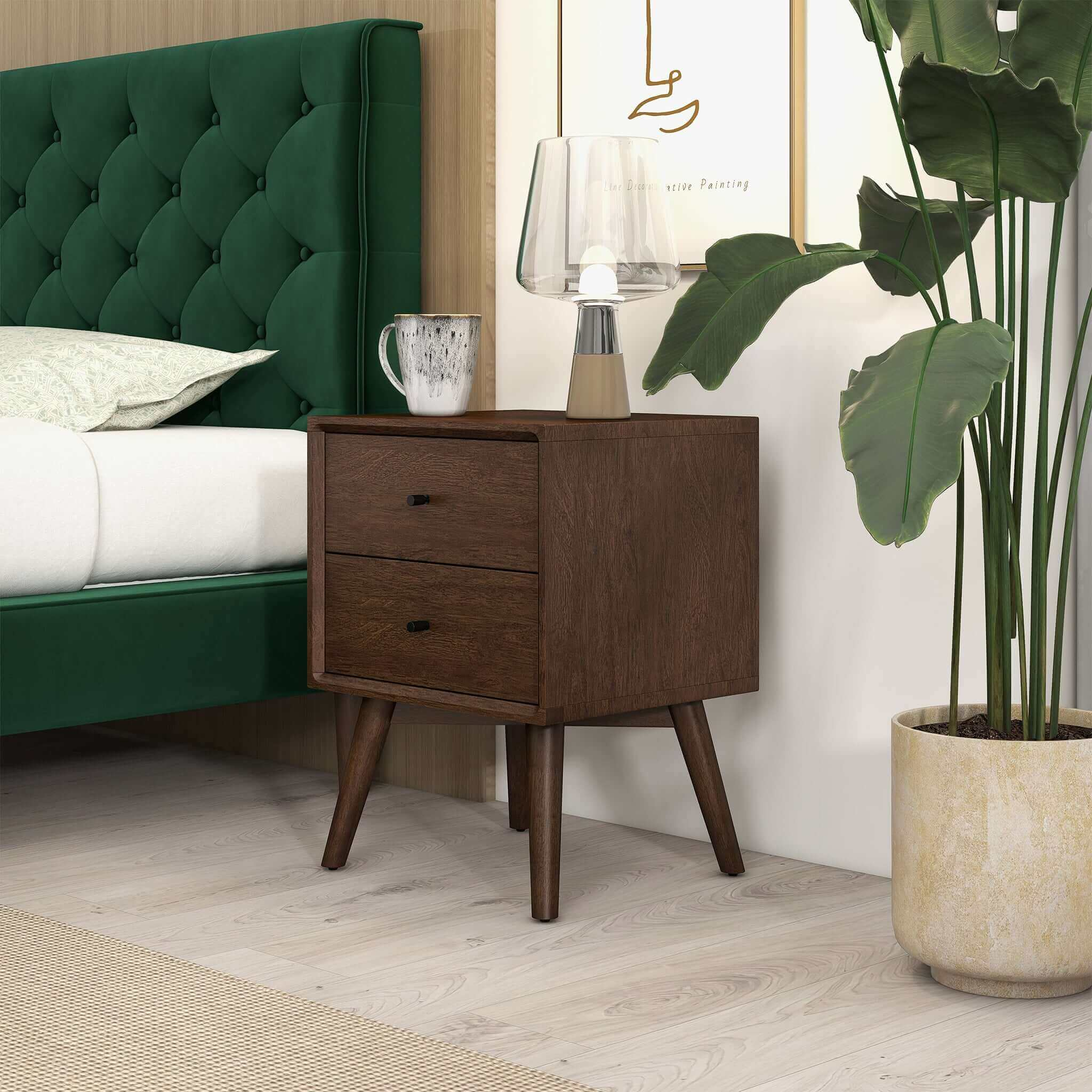 Mid-Century Modern Caroline Night Stand 2-Drawer