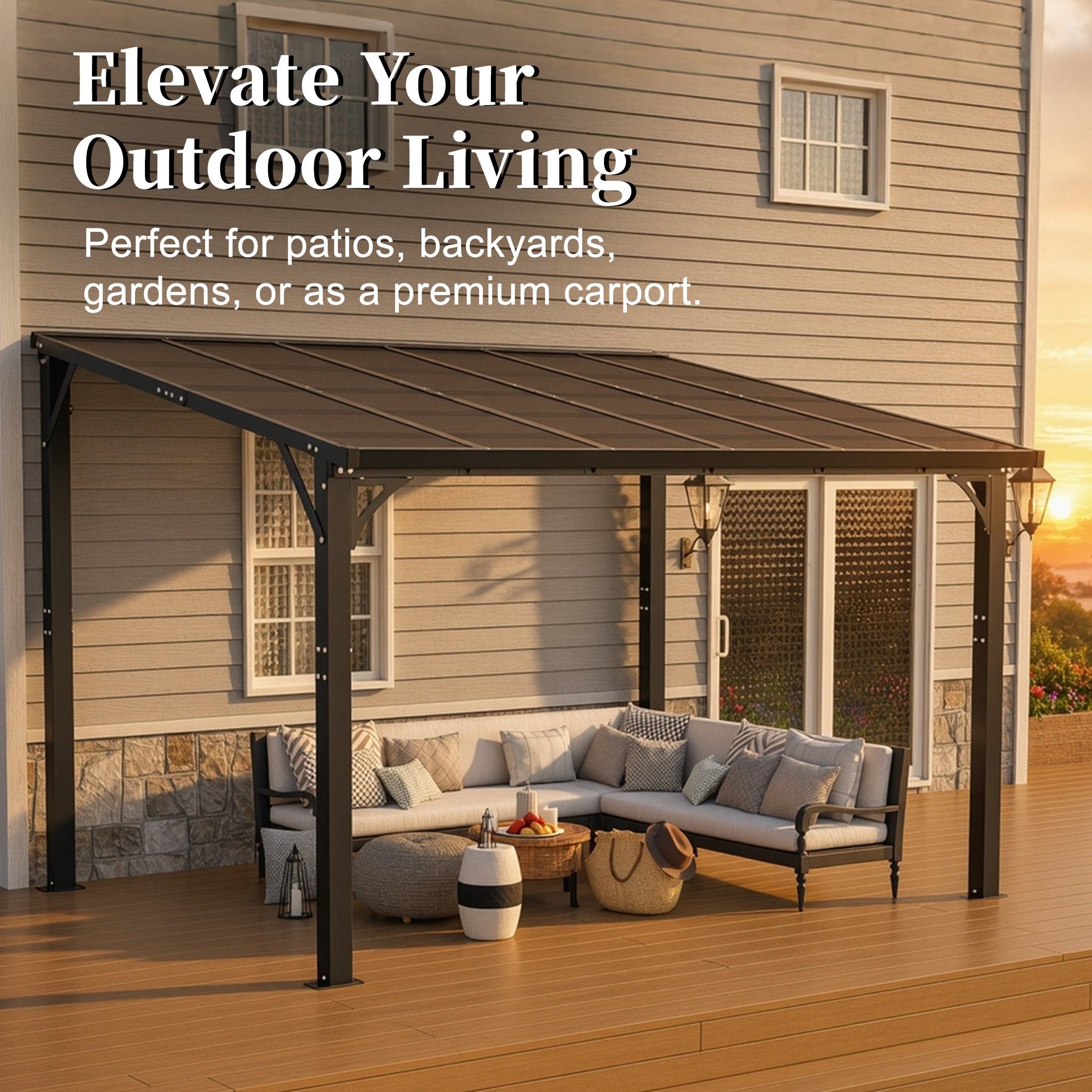 12x10 FT Hardtop Gazebo, Outdoor Patio Pergola
