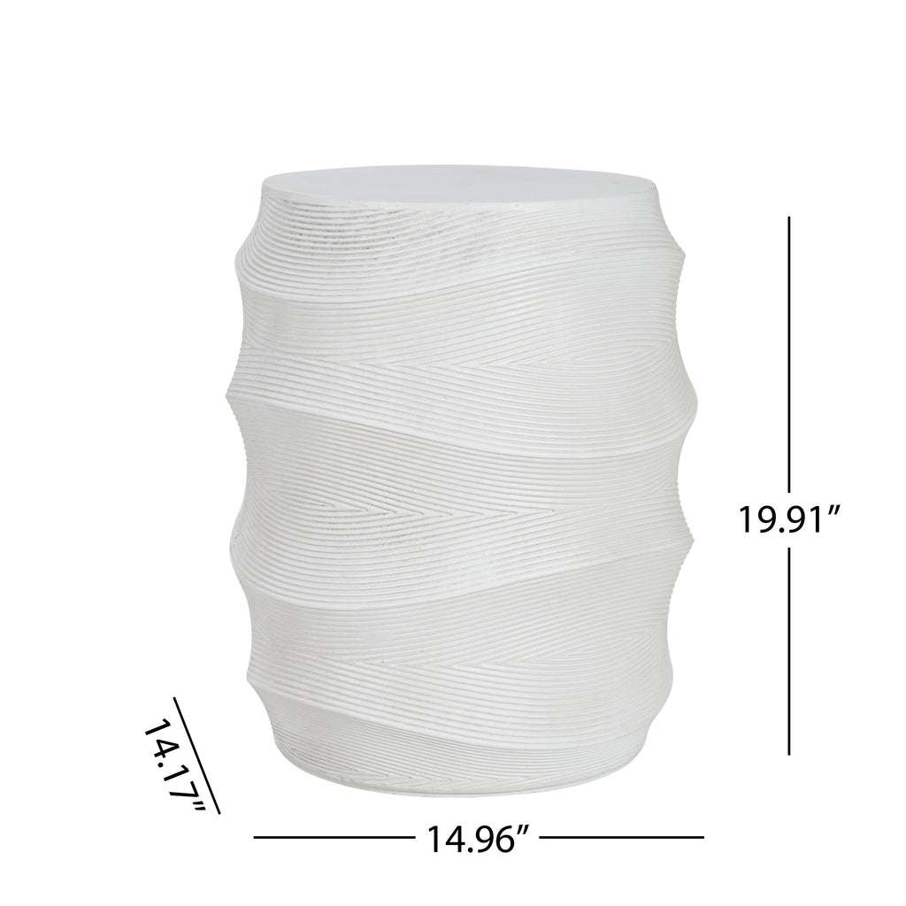 Antique-Style Magnesium Oxide Outdoor Side Table