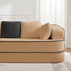 ELYSEES Left Chaise Sofa with Pillows Teddy Fabric - Camel
