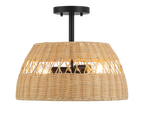 Twinkle Double Lights Semi Flush with Rattan Shade