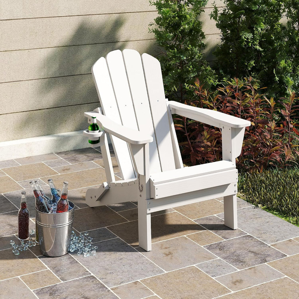 Adirondack Chairs Set of 2 - White HDPE Outdoor Seating