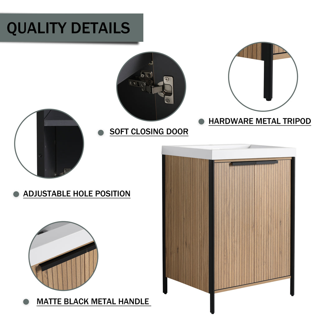 24" Freestanding Bathroom Vanity with Resin Sink
