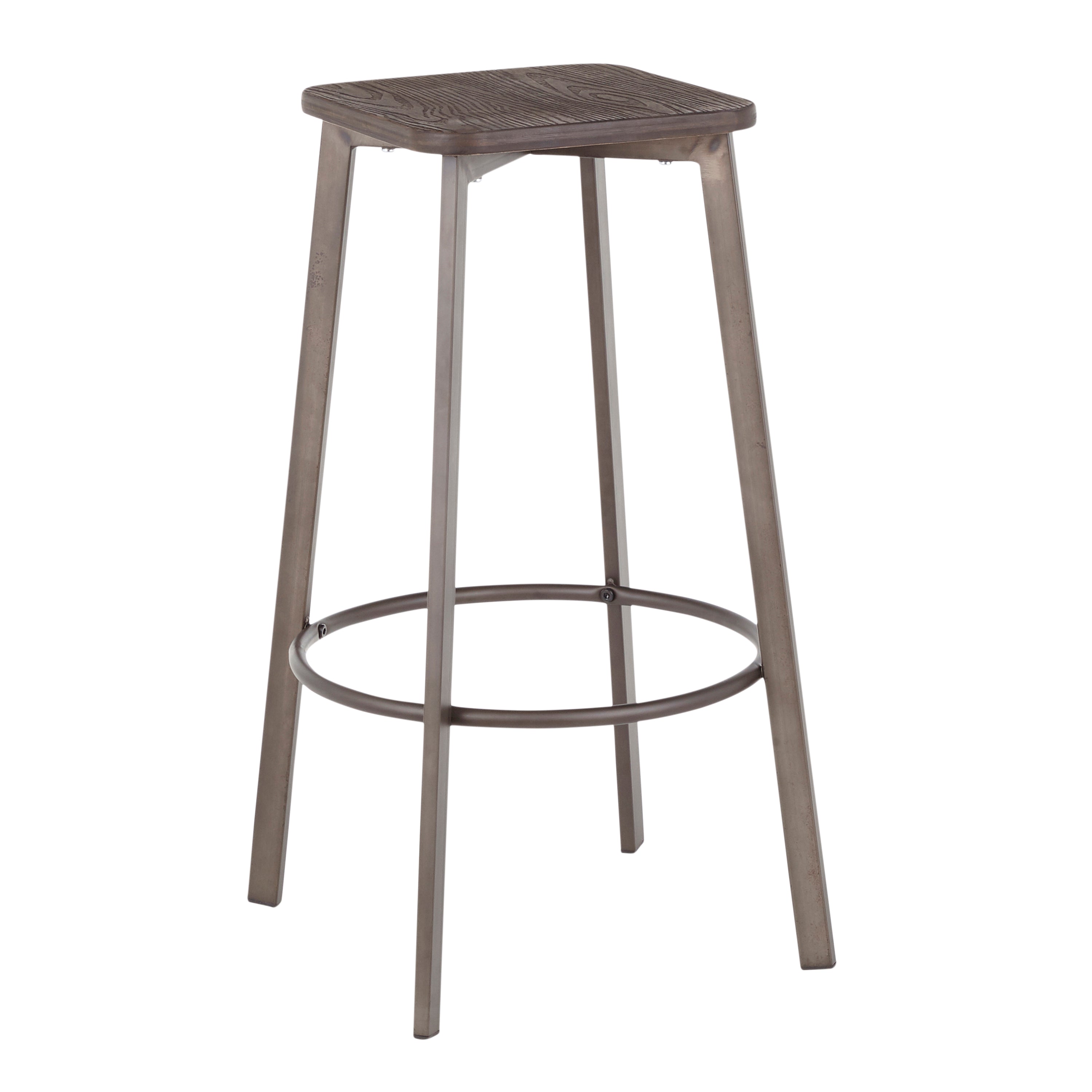 Square Barstool in Antique Metal