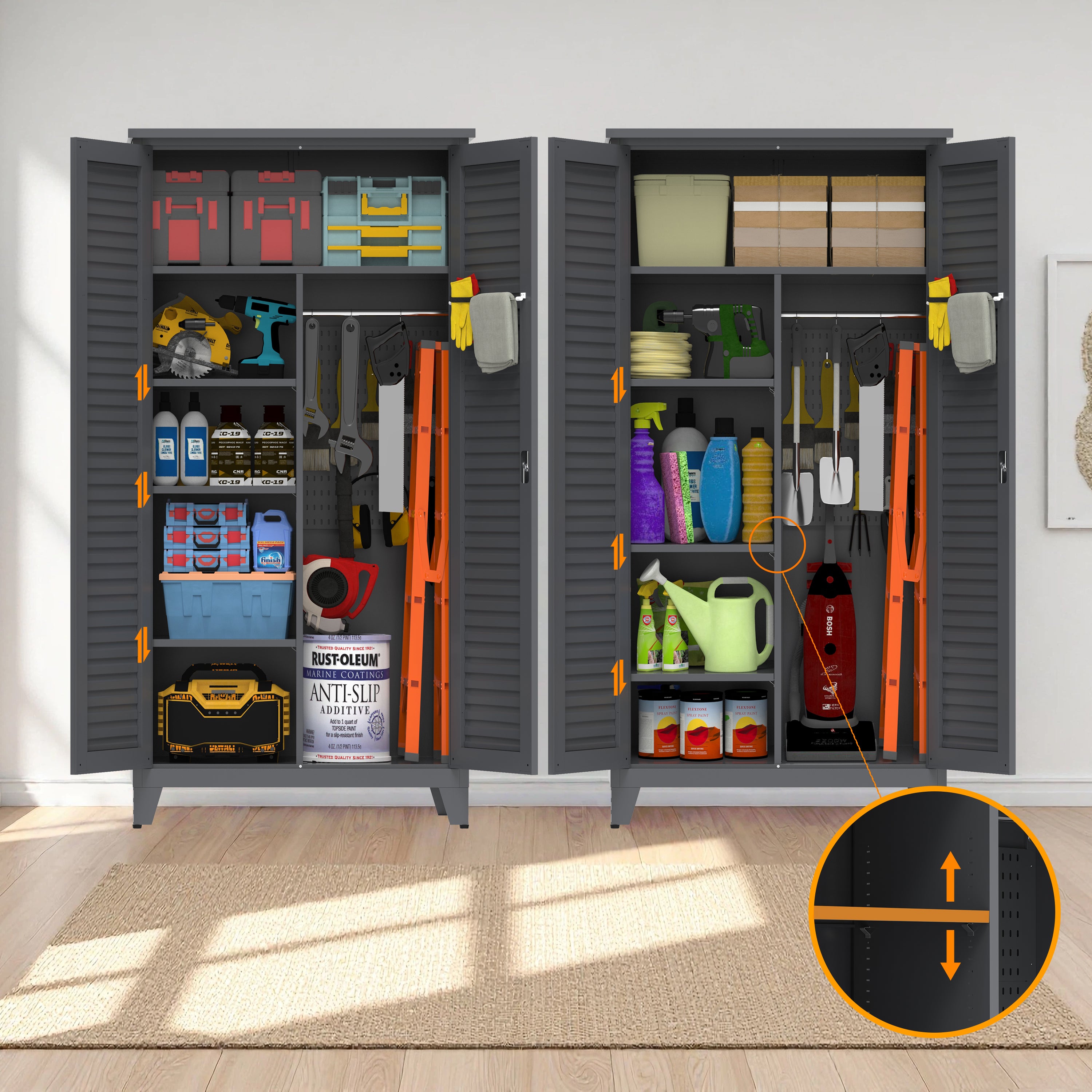 73" Tall Metal Tool Storage Cabinet