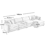 Corduroy Sofa - Modern Upholstered 4 Seater with Footstool