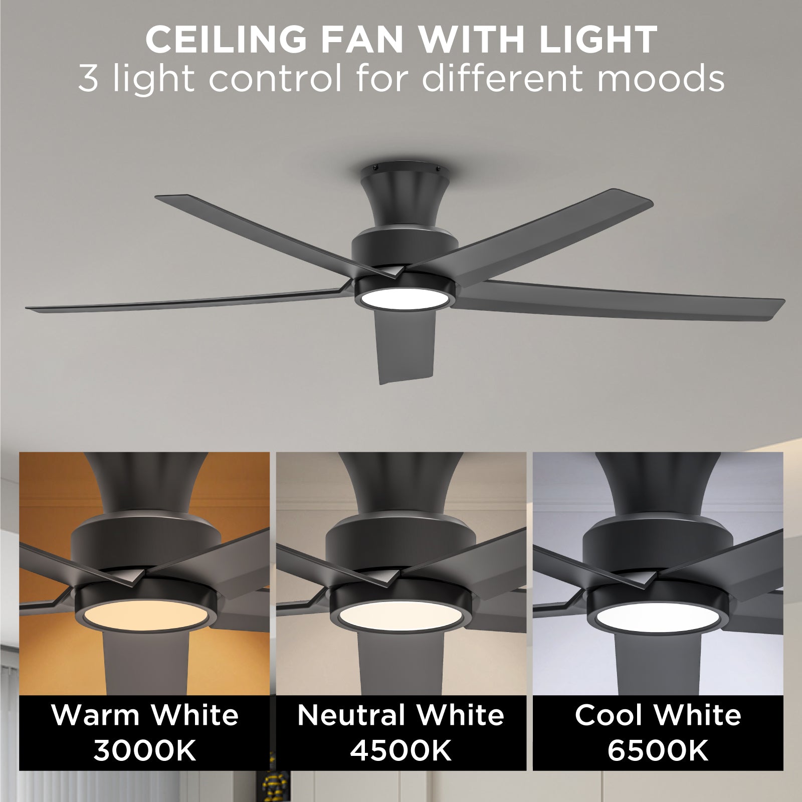 52 Inch Ceiling Fan with Lights and Remote