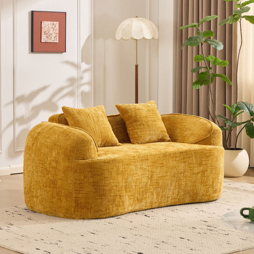 Yellow Curved Two-Person Compress Sofa