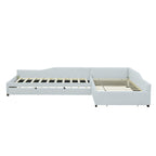 Upholstered Double Twin Size Daybed with Trundle and Drawer