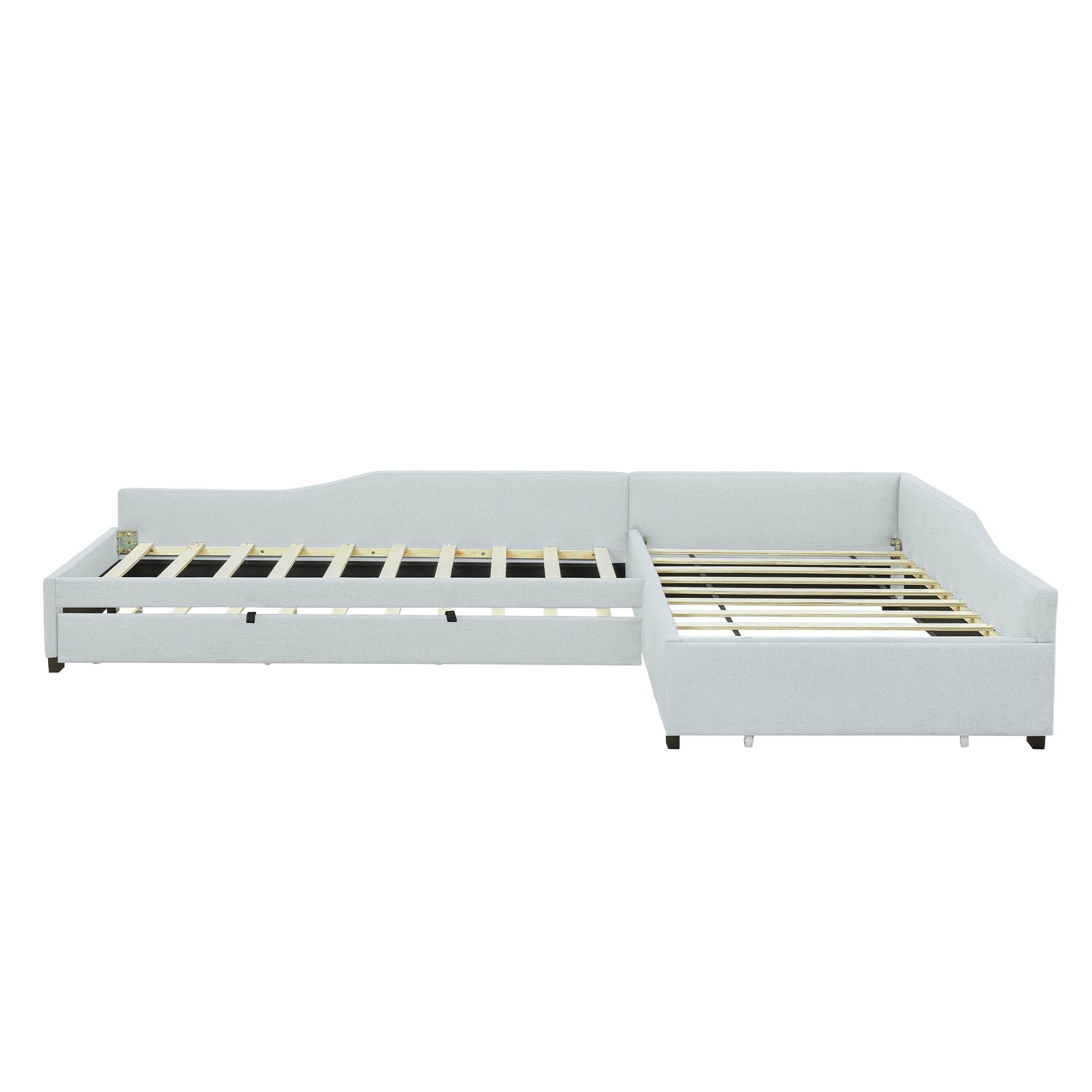 Upholstered Double Twin Size Daybed with Trundle and Drawer