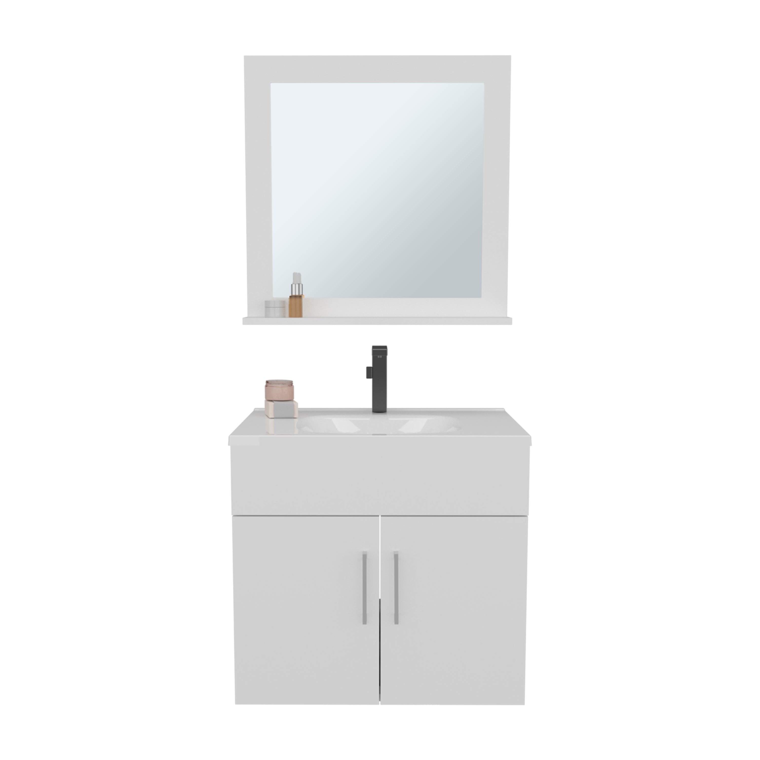 Bathroom Set, Vanity Sink + Mirror with Storage
