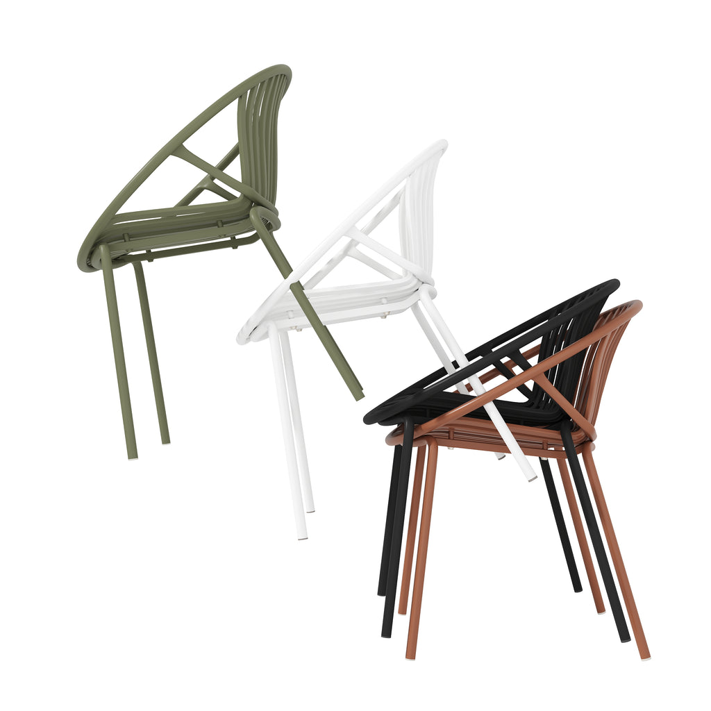 7 Pieces Outdoor Modern Expandable Dining Set with Stackable Chair