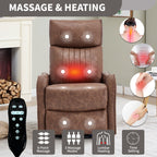 Brown Heat Massage Manual Recliner Chair with Rocker and Swivel