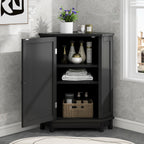 Black Triangle Corner Bathroom Cabinet with Adjustable Shelf