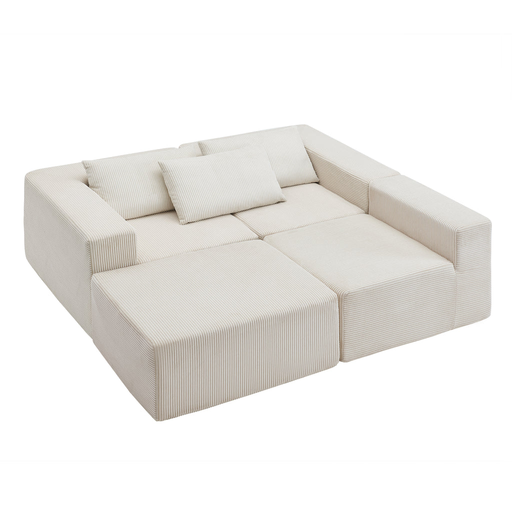 107" Compressed Sectional Sofas (Beige)