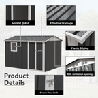 9x6 FT Metal Garden Shed for Patio and Backyard Storage