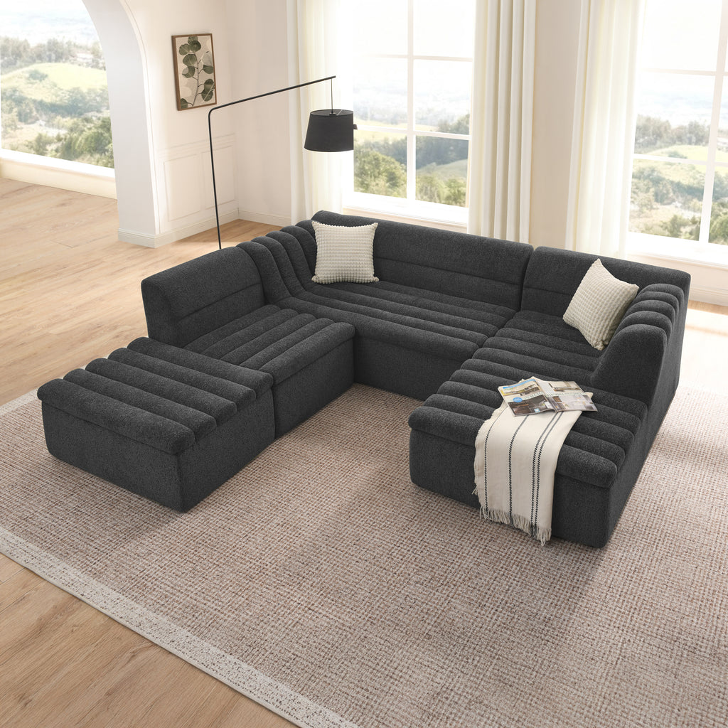 135" U-Shaped Modular Sectional Sofa with Chaise