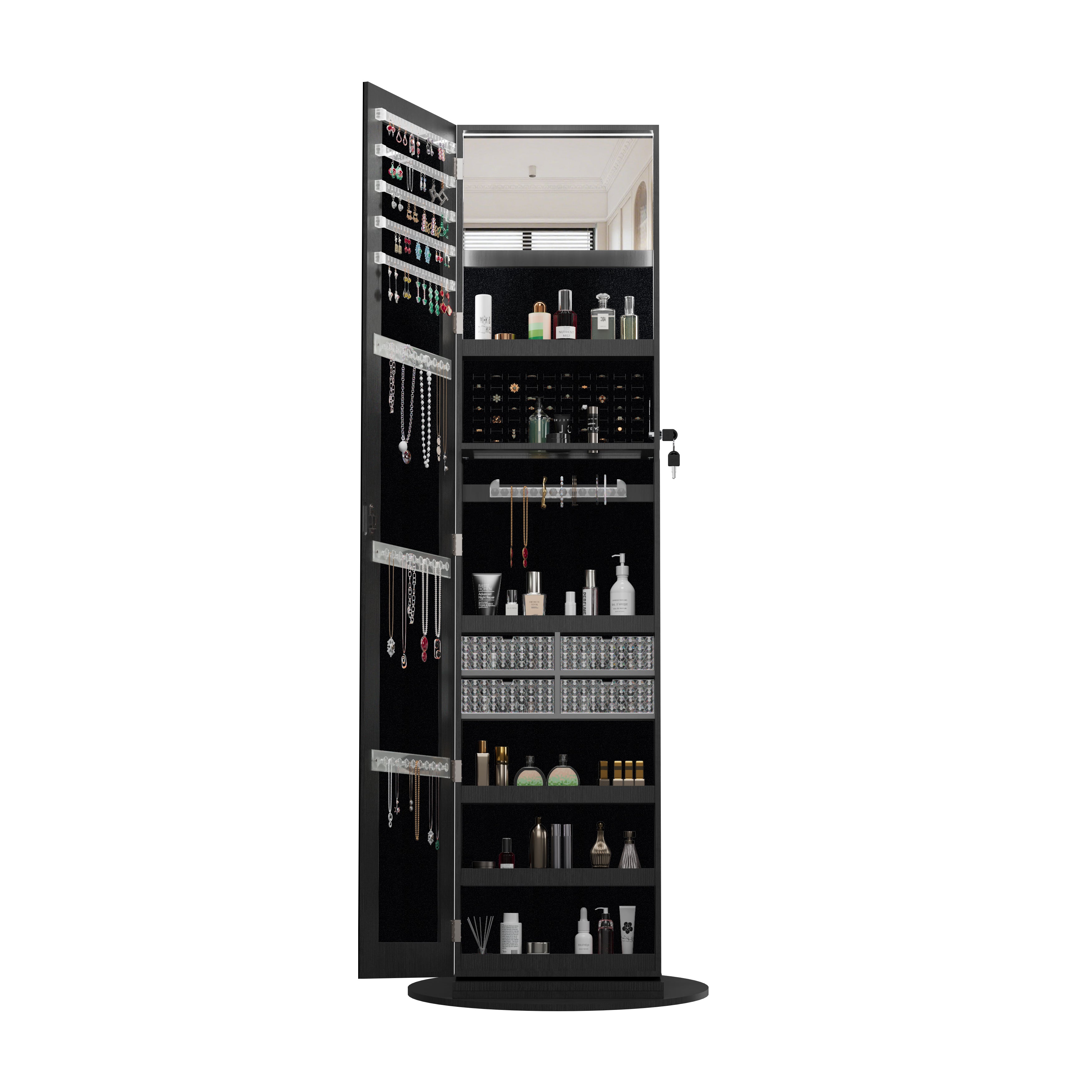 360° Swivel Jewelry Cabinet with Full Length Mirror