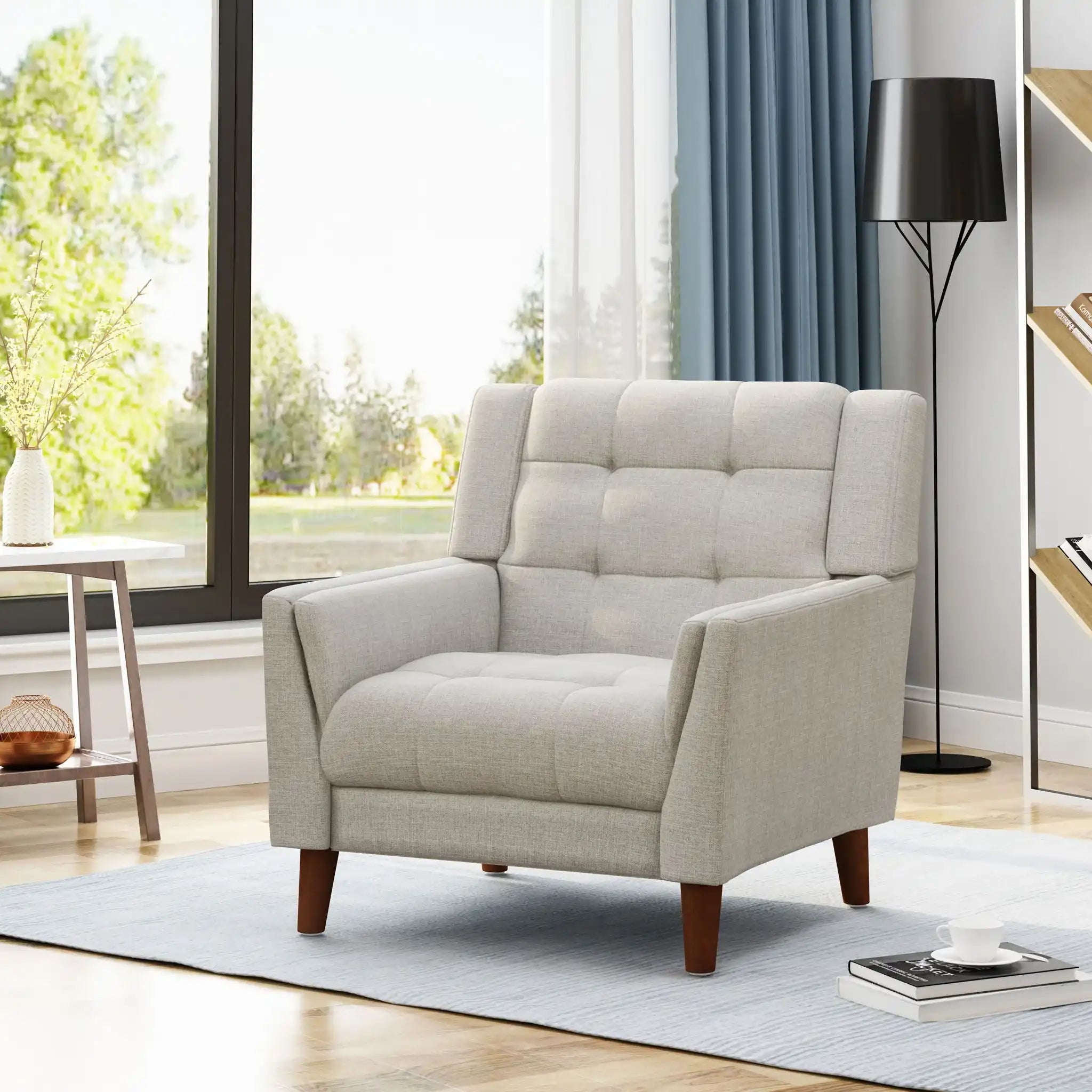 Luminaesque Fabric Upholstered Armchair With Tufted Back
