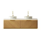 DIPA 60" Bathroom Vanity & Sinks, Floating Plywood Storage Cabinet
