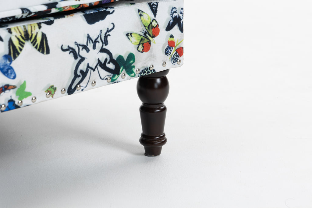 Upholstered Accent Chair, Vintage Armchair with Butterfly