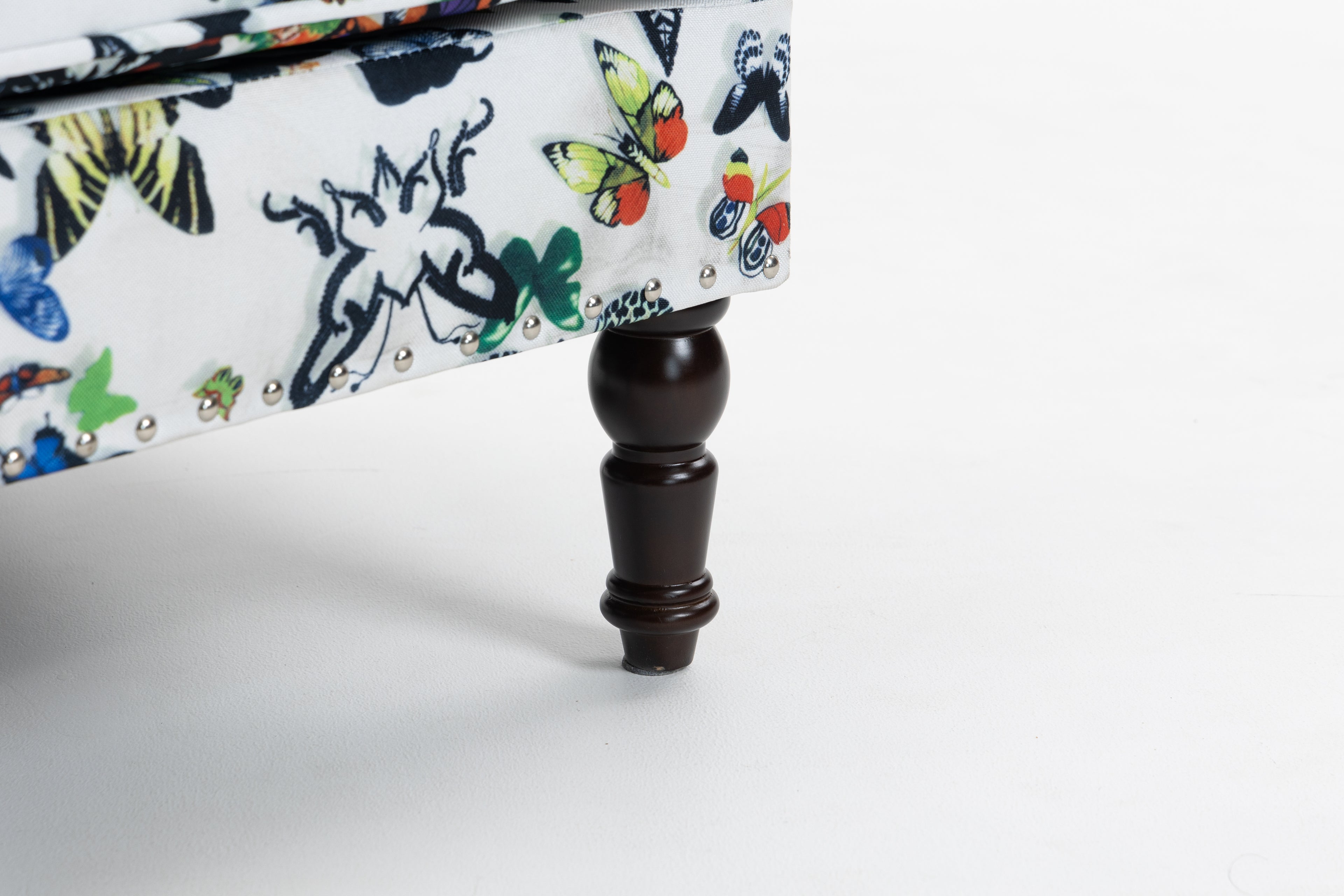 Upholstered Accent Chair, Vintage Armchair with Butterfly