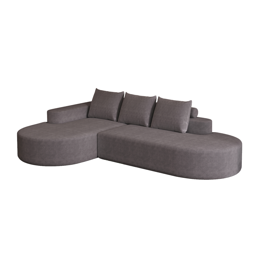 Modern Curved Chenille Upholstered Sectional Sofa