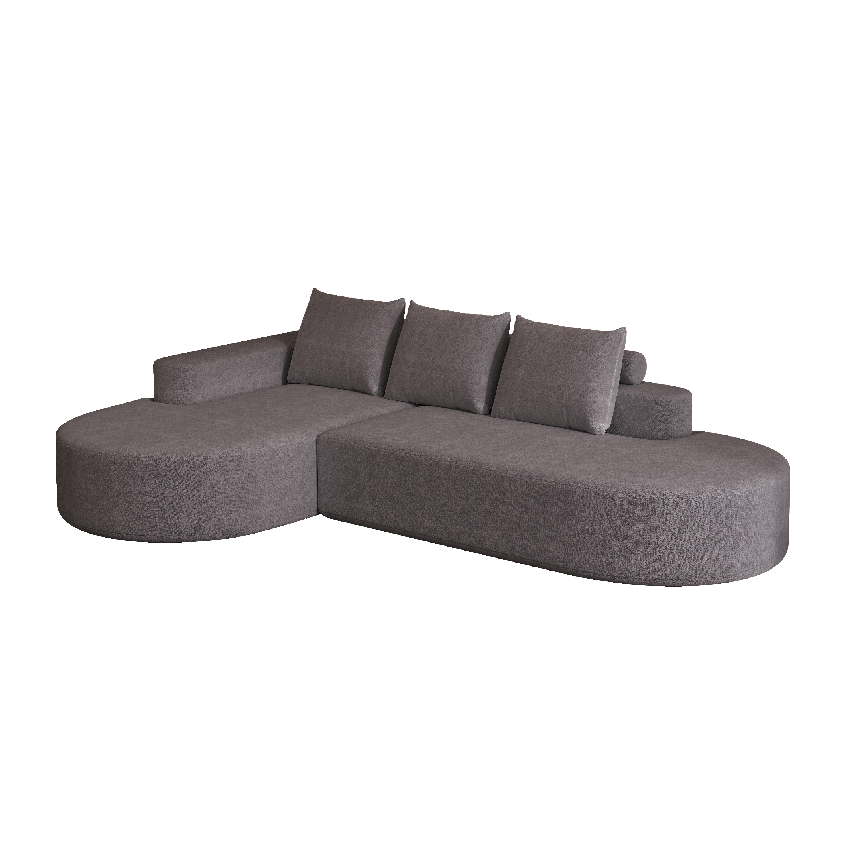 Modern Curved Chenille Upholstered Sectional Sofa