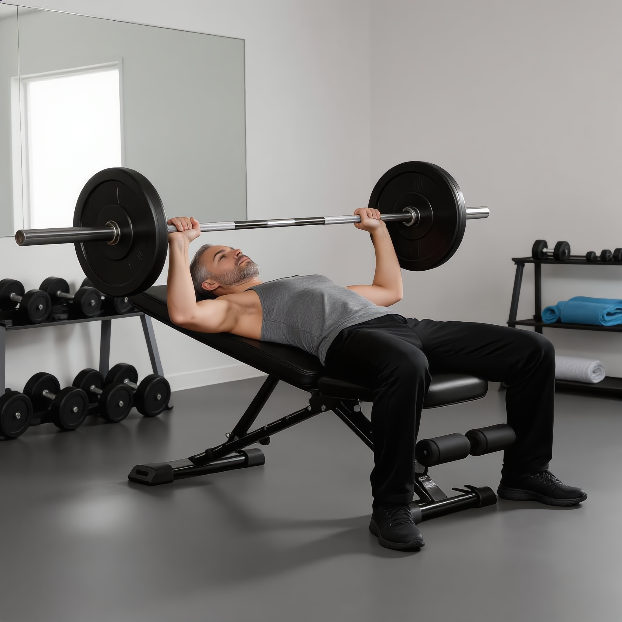 Adjustable Weight Bench with Resistance Bands