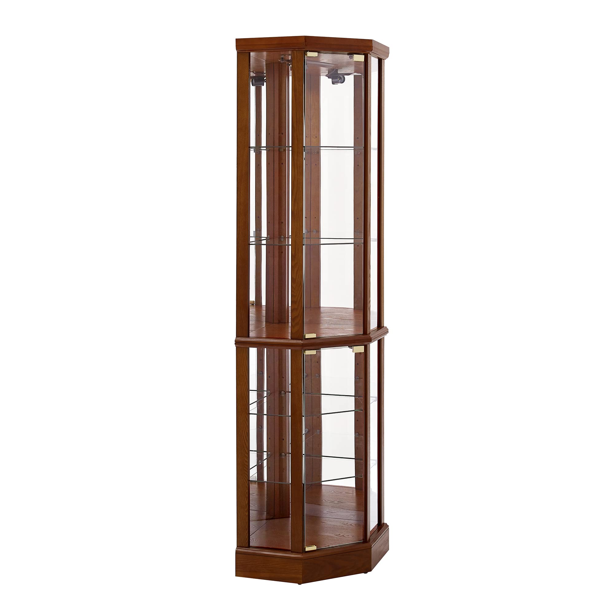 6 Shelf Lighted Corner Curio Cabinet with Adjustable Tempered Glass Shelves