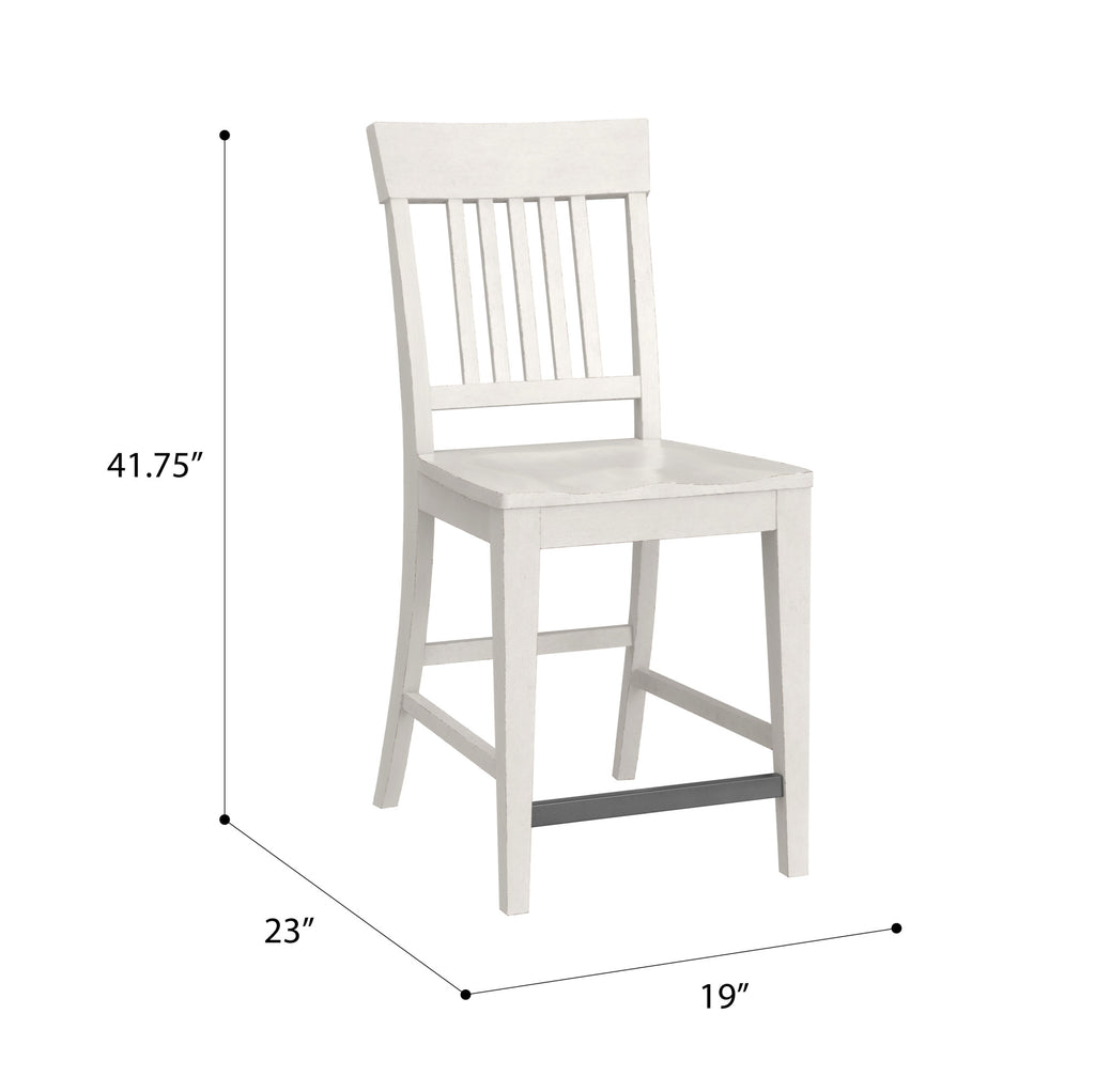 White Slat Back Counter Stools, Set of 2