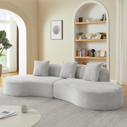 Contemporary Corduroy Curved Sectional Sofa with Scatter Cushions