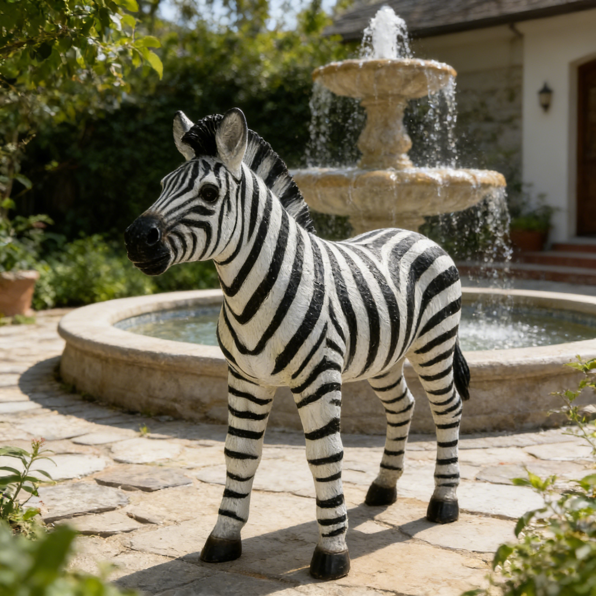 18.31" H x 19.49" L Simulated Zebra Garden Statue