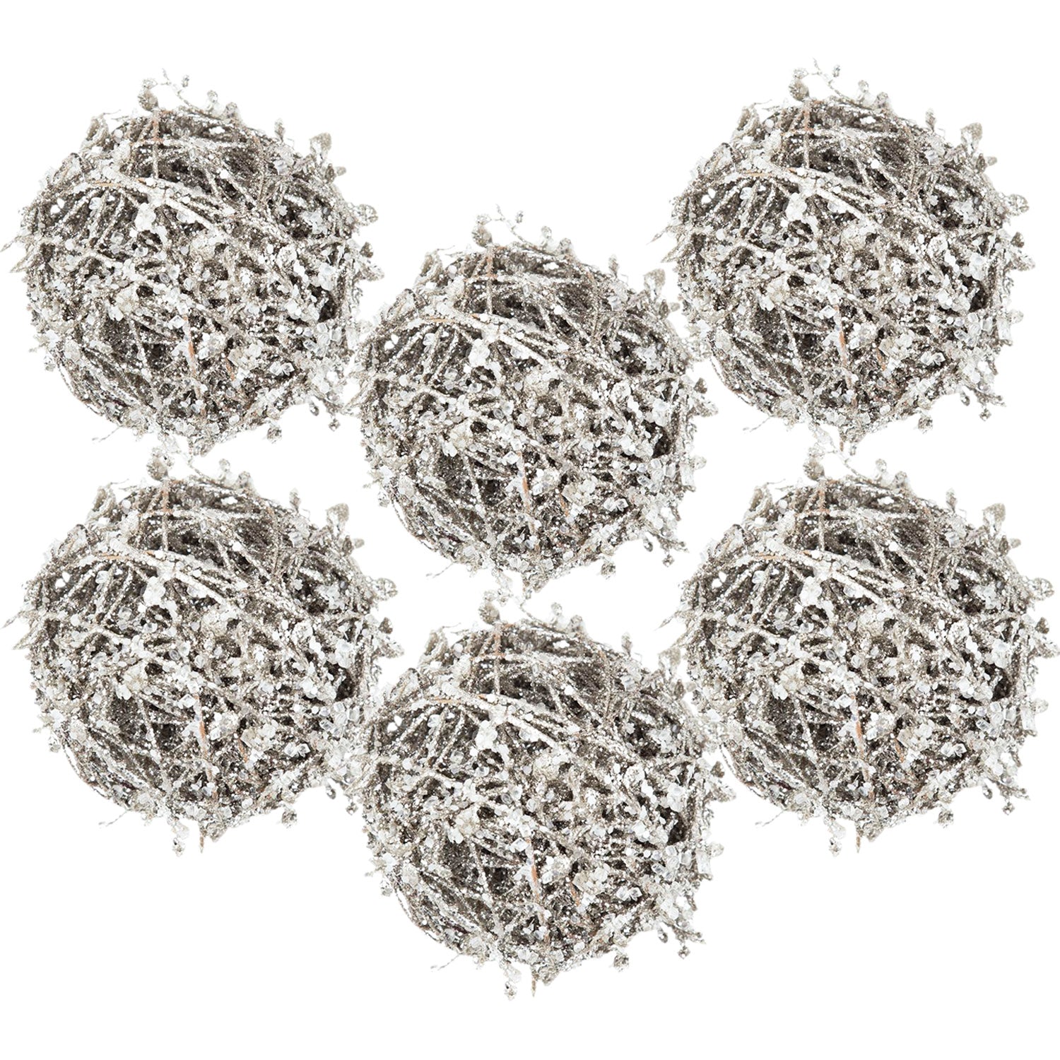 Iced Leaf/Twig Ball Christmas Tree Ornaments