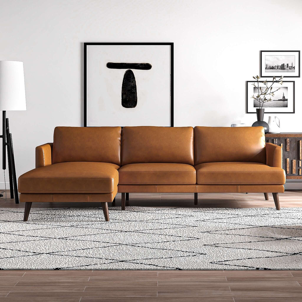 Lore L-Shaped Genuine Leather Sectional