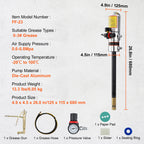 VEVOR Grease Pump, 50:1 Pressure Ratio Air Operated with Hose and Gun