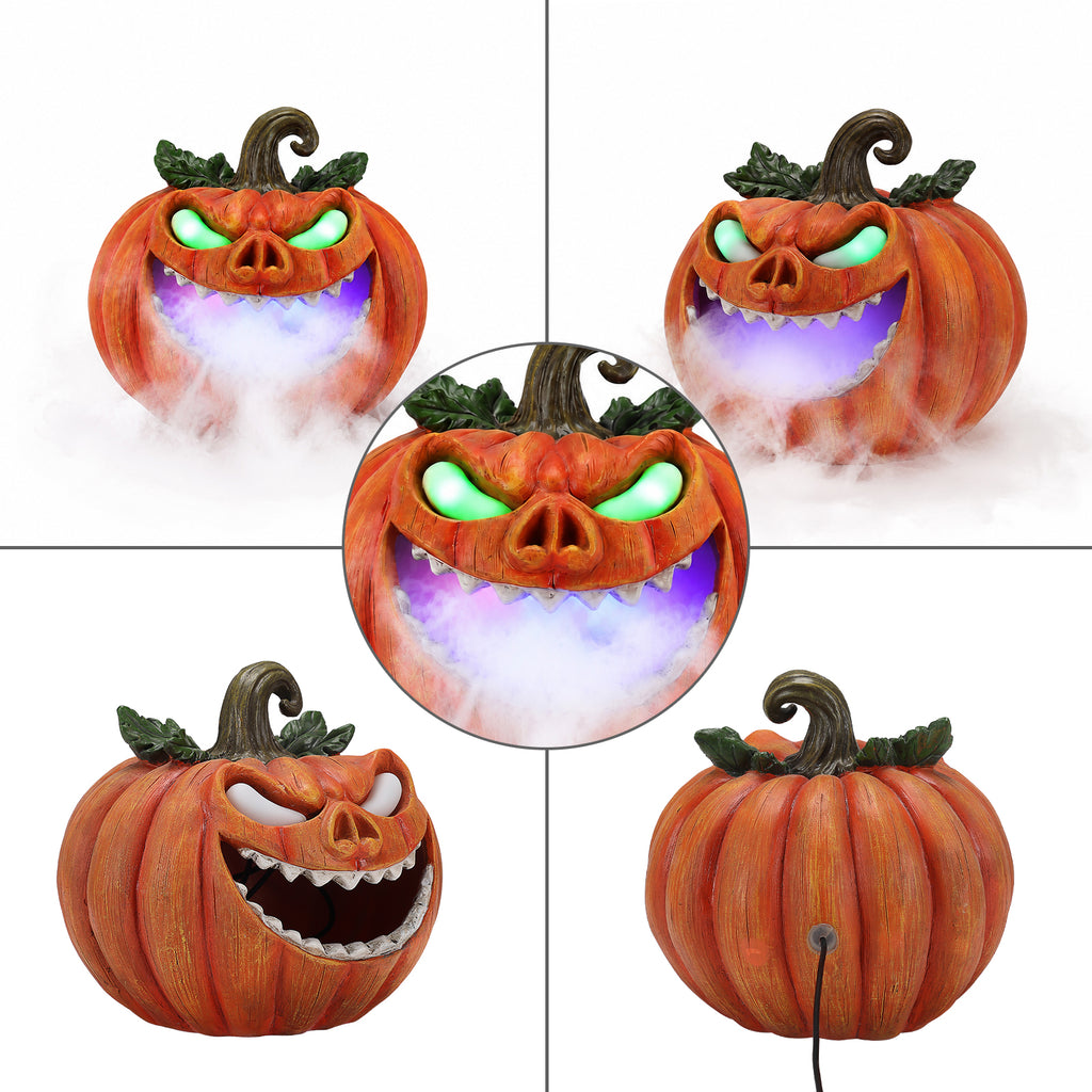 Halloween Pumpkin Monster Mist Maker, LED Light Up Fogger Figurine