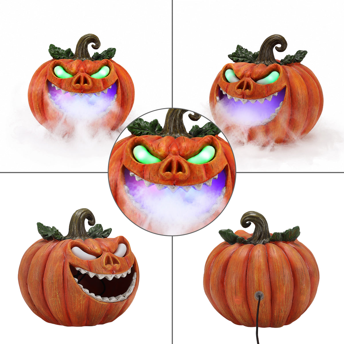 Halloween Pumpkin Monster Mist Maker, LED Light Up Fogger Figurine