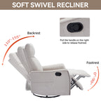 Heat Massage Manual Recliner Chair with Rocker and Swivel in Fabric