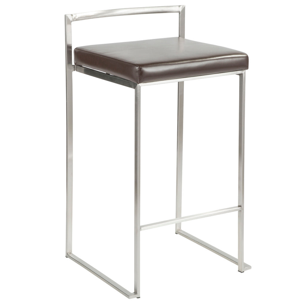 26" Contemporary Stackable Counter Stool in Brushed Stainless Steel