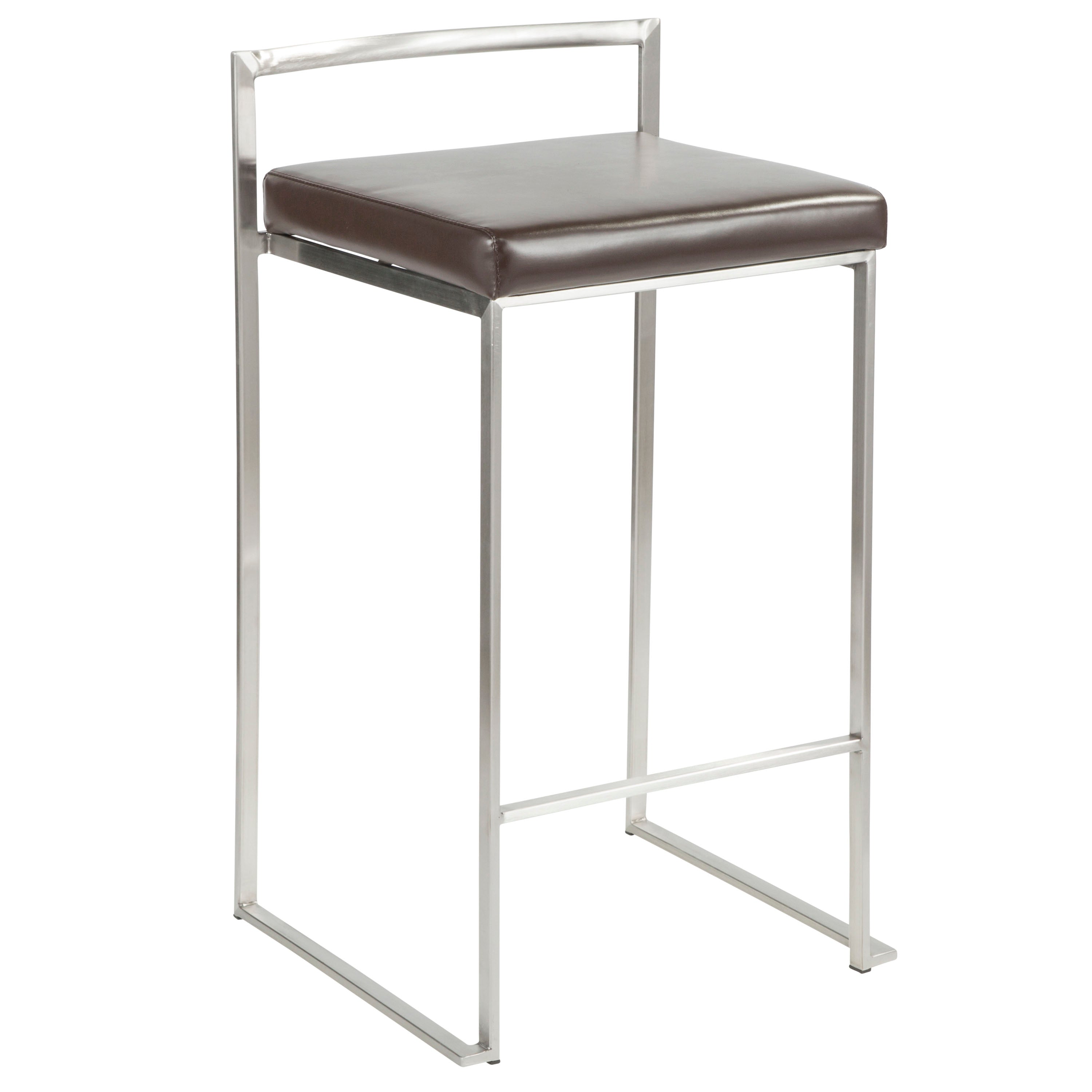 26" Contemporary Stackable Counter Stool in Brushed Stainless Steel