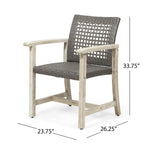 Hampton Wood and Wicker Dining Chair Set of 2