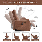 Brown PU Single Motor Power Lift Recliner Chair with Massage and Heat