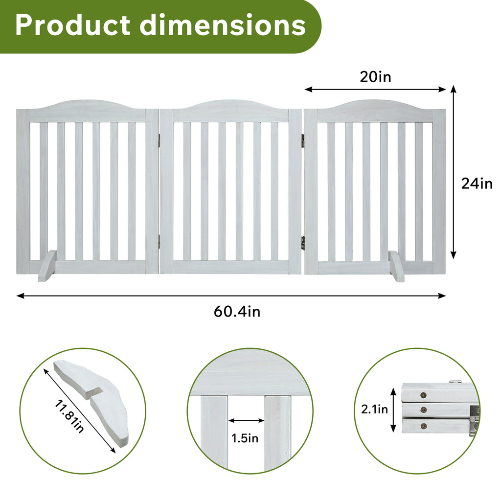 Wooden Freestanding Foldable Pet Gate for Dogs