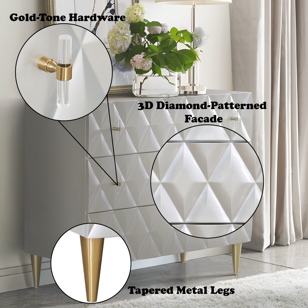 Anson Metallic 3-Drawer Cabinet