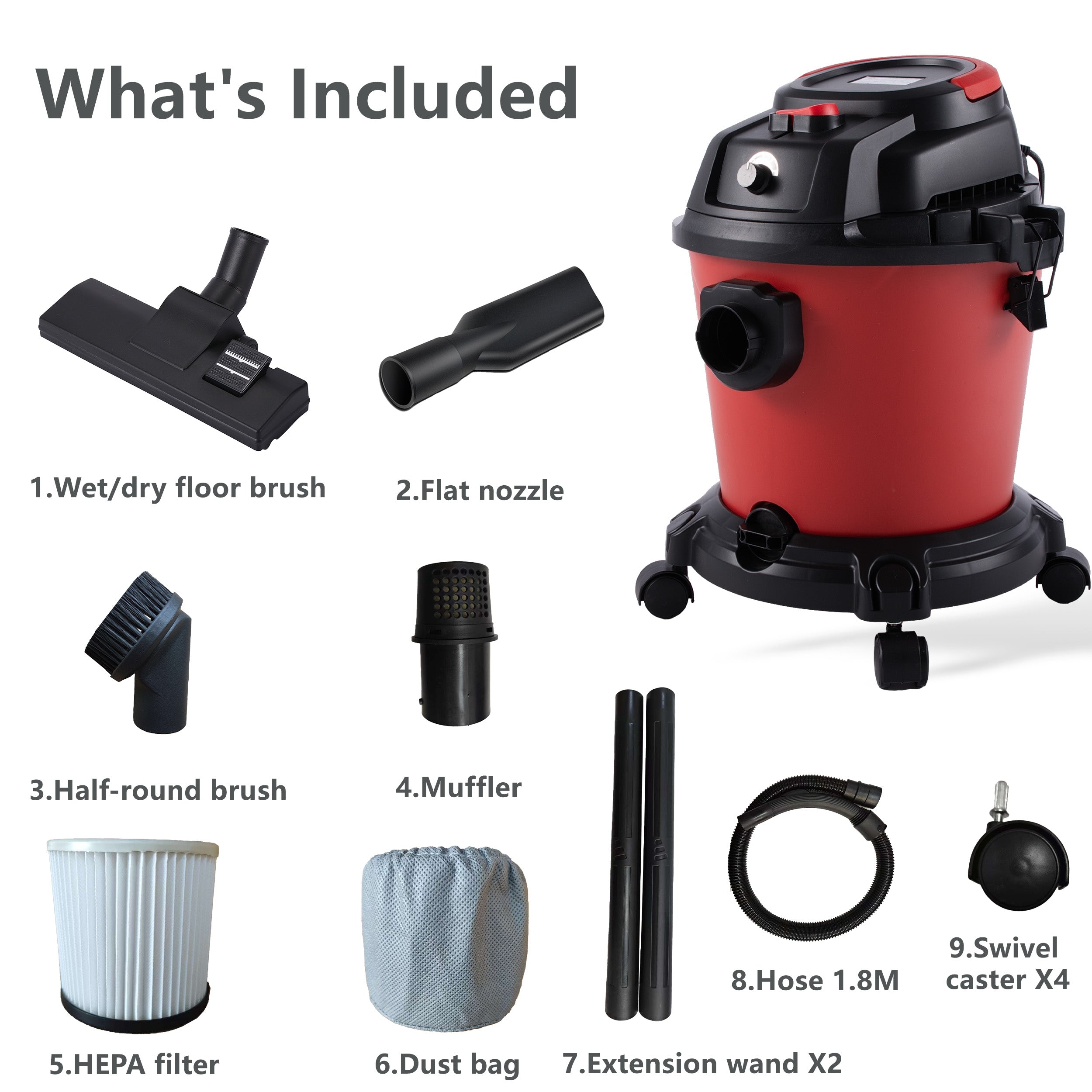 5 Gallon Wet Dry Vacuum Cleaner with Blowing Function