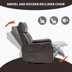 Brown Faux Leather Heat Massage Manual Recliner Chair